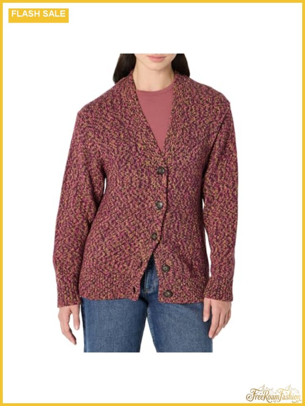 Oversized Cotton Blend Heavyweight Button-Up Cardigan Deep V-Neck